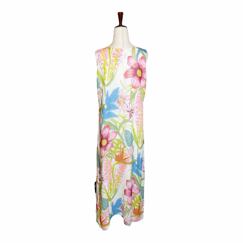 Carol Anderson Vintage Silk Watercolor Floral Maxi Dress Size Medium - Picture 4 of 7